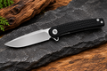 DreamTech Frag Black Textured Handle EDC Folding Knife – Satin Blade