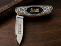 Franklin Mint Jupiter Central Pacific Railroad Collector Folding Knife – Gold Locomotive - #0215