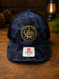 Copper Pine Midnight Camo Richardson 112PFP Trucker Hat – Black & Navy - #1003
