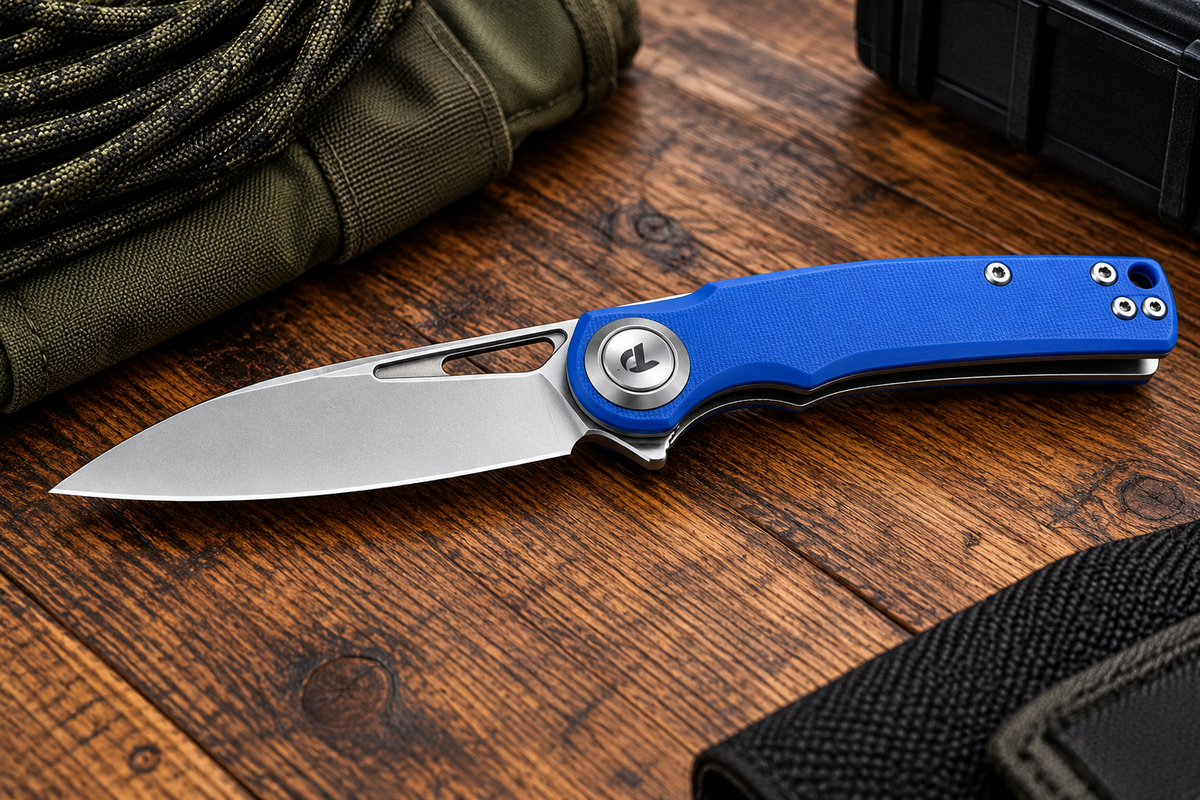 DreamTech D4134 Blue G10 D2 Pivot Button Lock EDC Knife