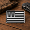 Black & White American Flag PVC Velcro Morale Patch - #1011