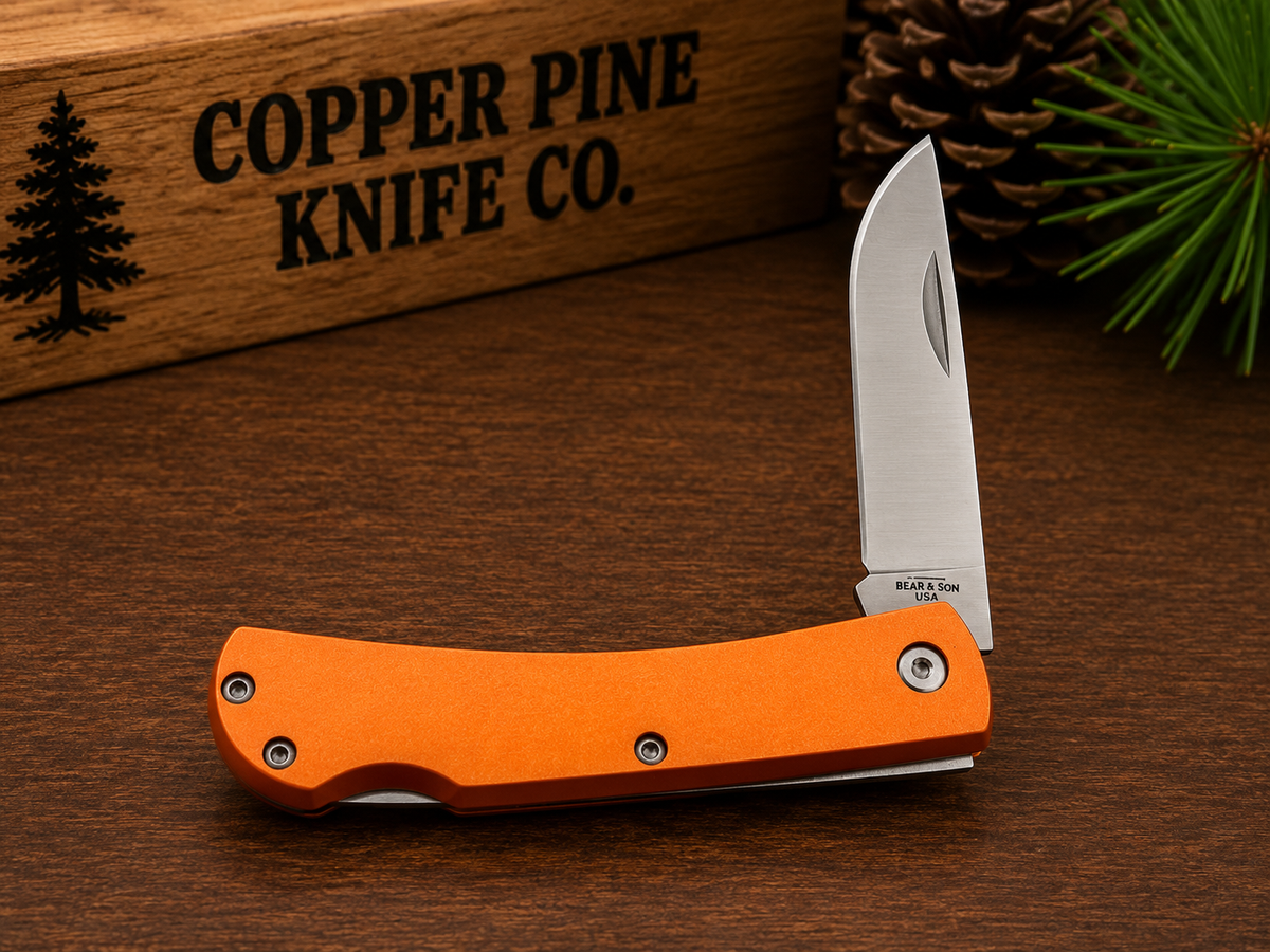 Bear & Son 137L Orange USA-Made Folding Pocket Knife - #0313