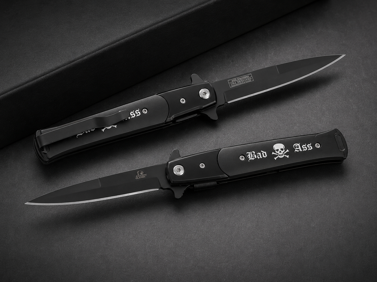 Falcon “Badass” Stiletto – KS1107BA – 440 Stainless – Black Blade - #0074