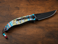 Southwestern Bull Skull Assisted-Opening Folding Knife – Black Stainless Blade - #0145