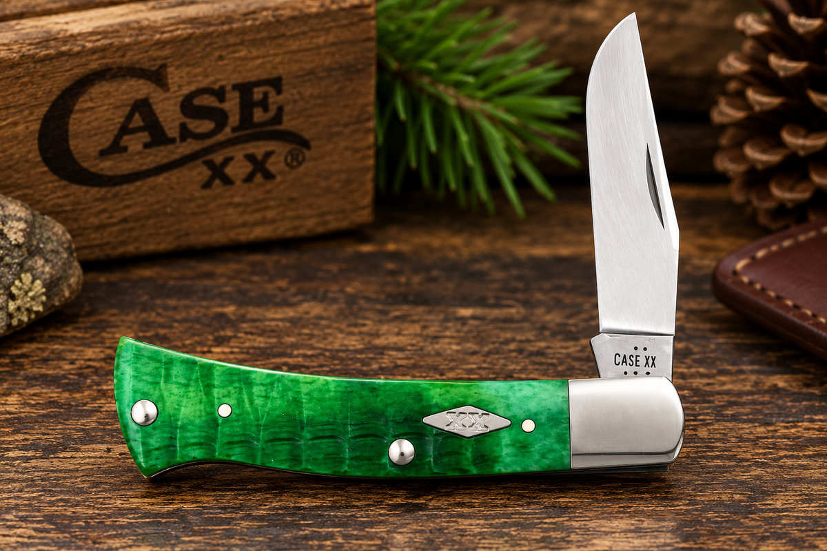 Case XX Axe Handle Bright Green Gator Jig Bone #11445 – BR61135 SS