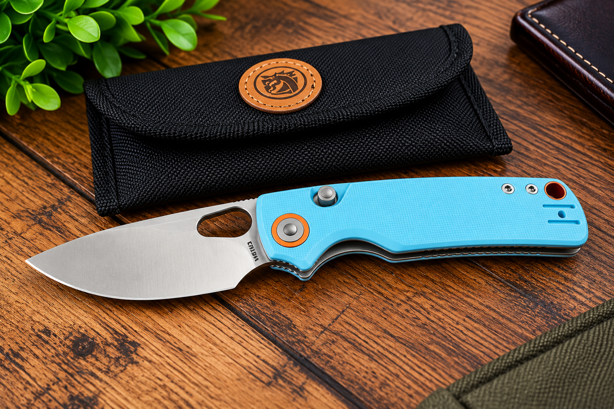 Vosteed Porcupine Blue G10 – 14C28N Satin Blade Top Liner Lock