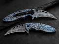 Falcon Blue Pattern Hawkbill Assisted-Opening Folding Knife - #0089