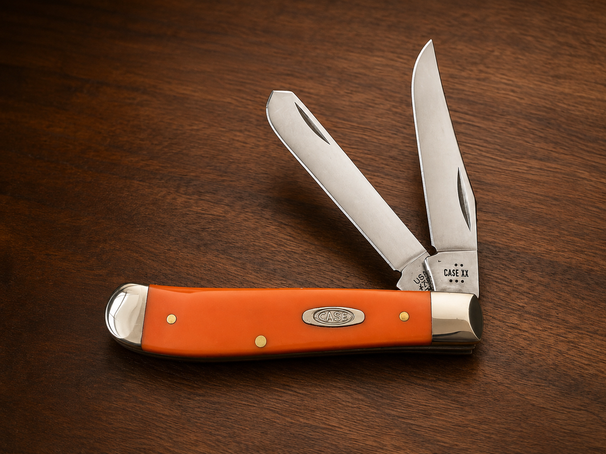 Case XX Smooth Orange Synthetic Mini Trapper – Clip & Spey Blades - #0101