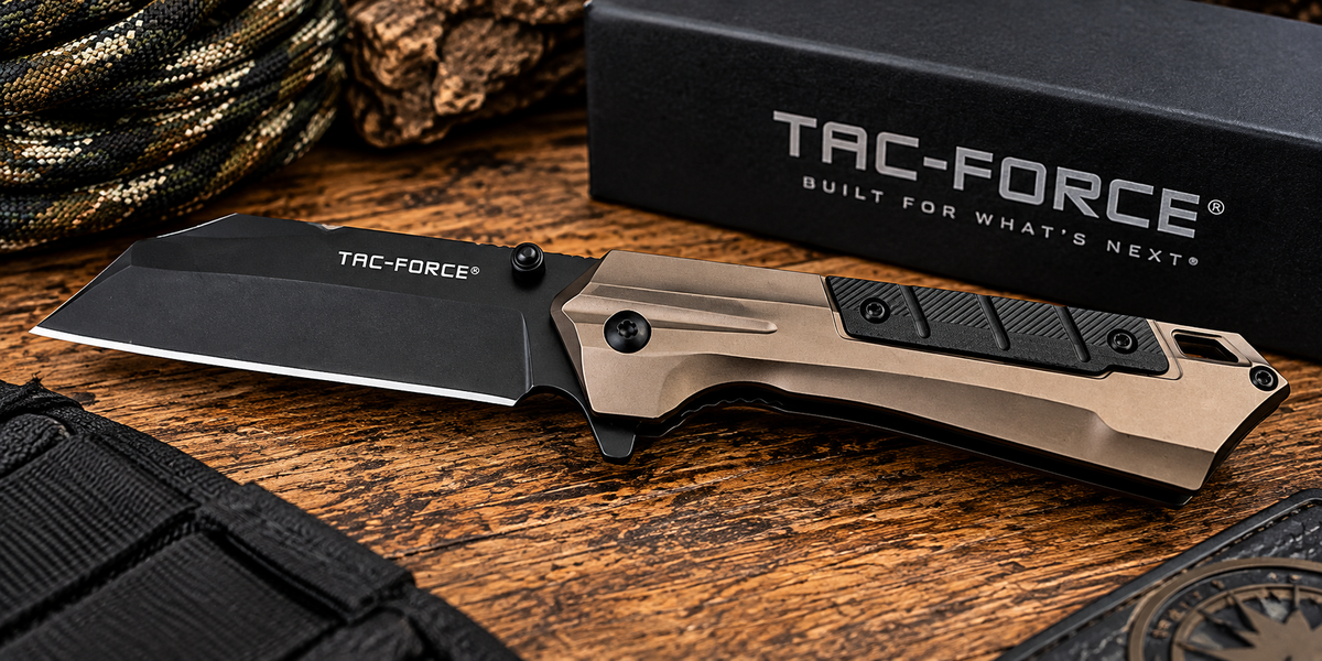TAC-FORCE Bronze & Black Tanto Spring-Assisted EDC Folding Knife