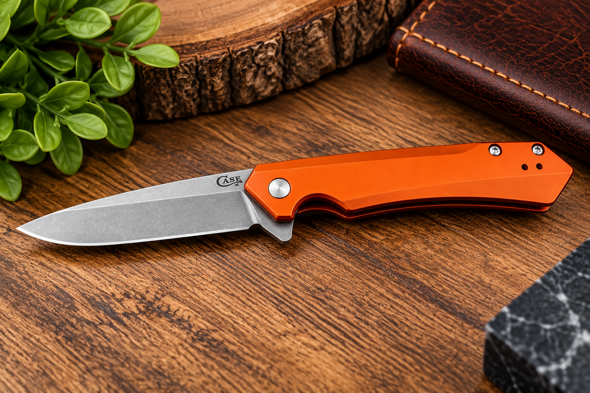 Case XX Kinzua Orange Aluminum S35VN EDC Folding Knife