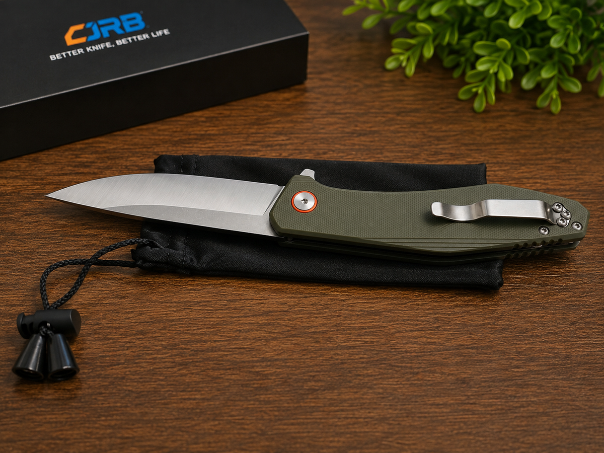 CJRB Green G10 EDC Folding Knife – Satin Blade - #0339