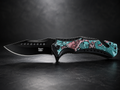Fantasy Dragon Tactical Assisted-Opening Folding Knife – Black Blade – Turquoise/Pink Handle - #0146
