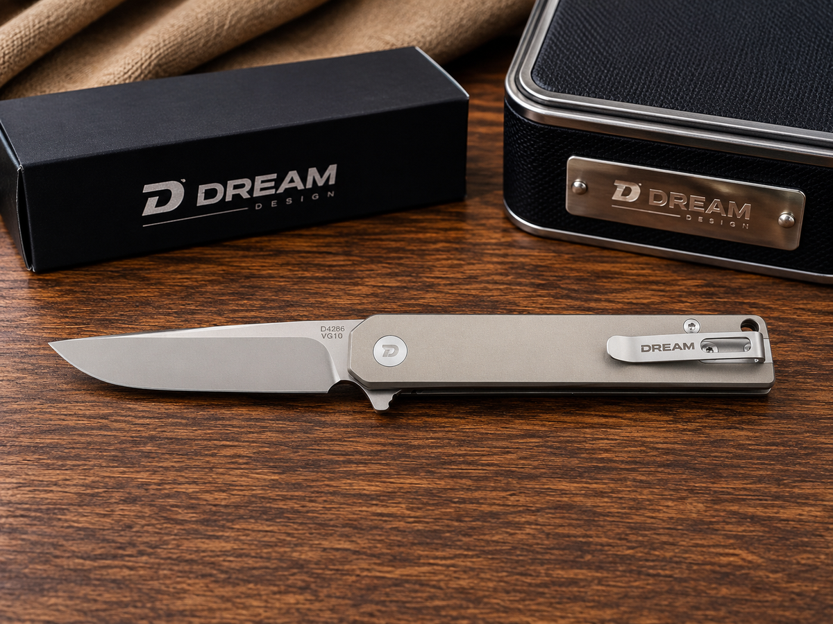 DreamTech D4286GR TITANIUM / VG-10 FOLDING KNIFE - #0268