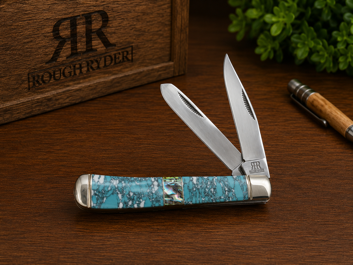 Rough Ryder Crackle Stone Trapper RR1531 – Abalone Accent - #0353
