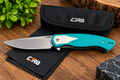 CJRB Turquoise EDC Folding Knife – Satin Drop-Point Blade