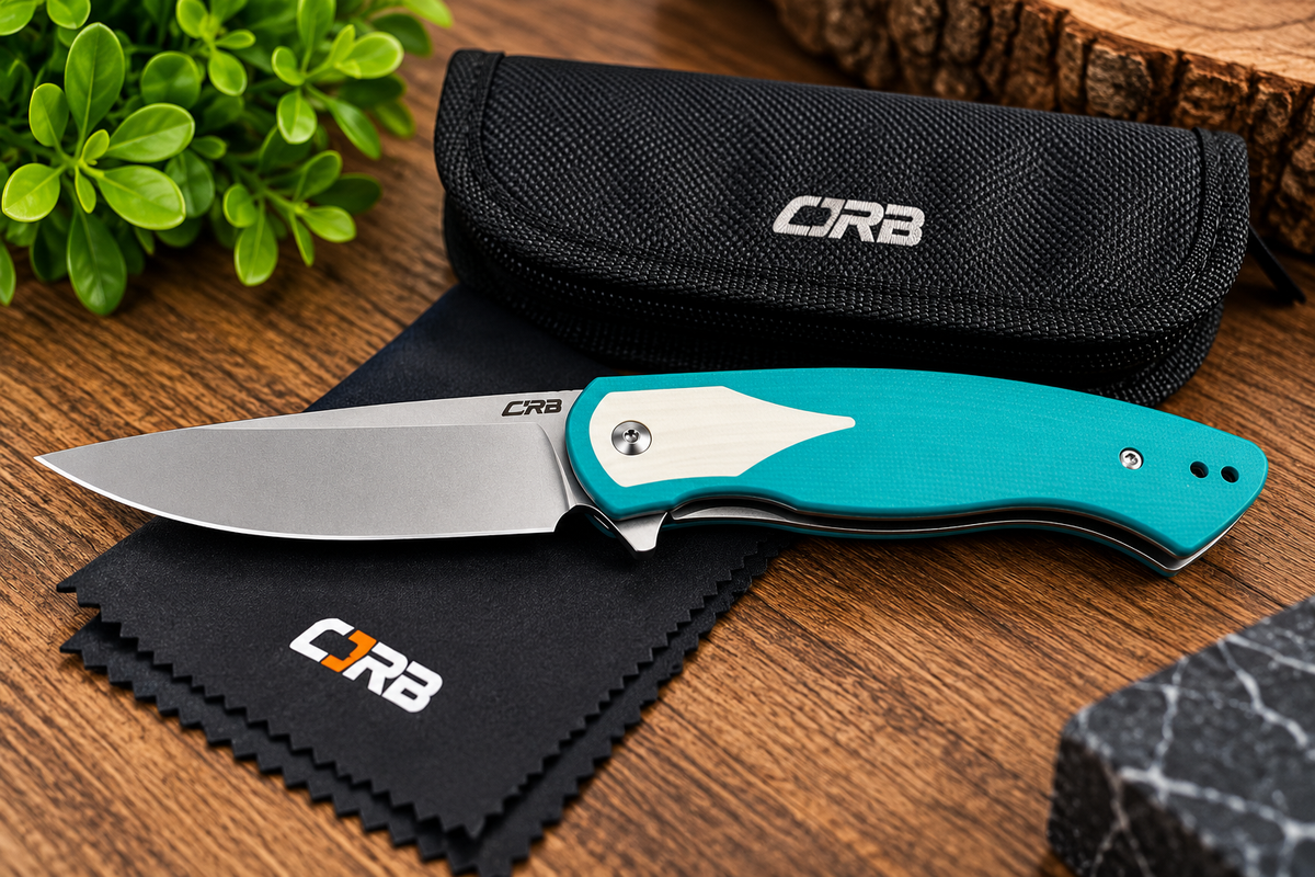 CJRB Turquoise EDC Folding Knife – Satin Drop-Point Blade