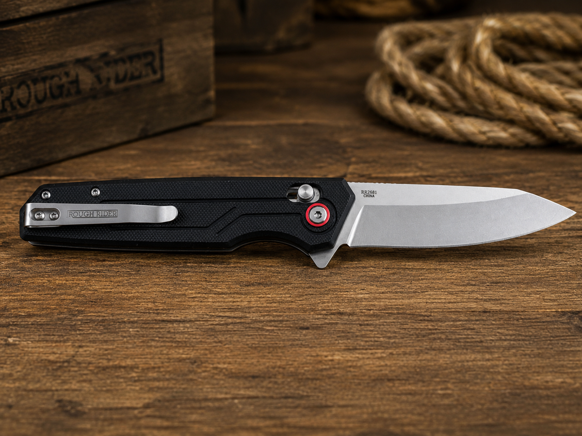 Rough Ryder RR2681 Black G-10 Assisted Crossbar Lock Folder – 3.5” Stainless Blade - #0063