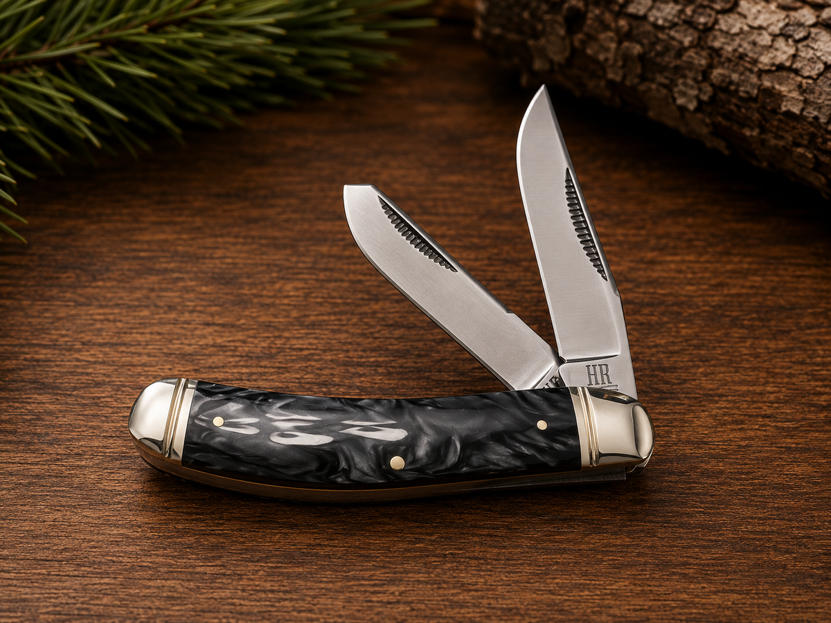 Rough Ryder Black Pearl Trapper – Two-Blade Traditional Pocket Knife - #0277