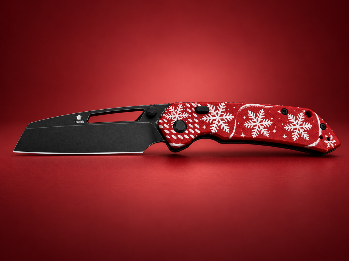 Tenable Snowflake Reverse Tanto EDC Folding Knife – Red & Black