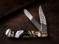Hen & Rooster Michael Prater Custom Trapper – Black Gold Pearl Handle – 2 Blade - #0214