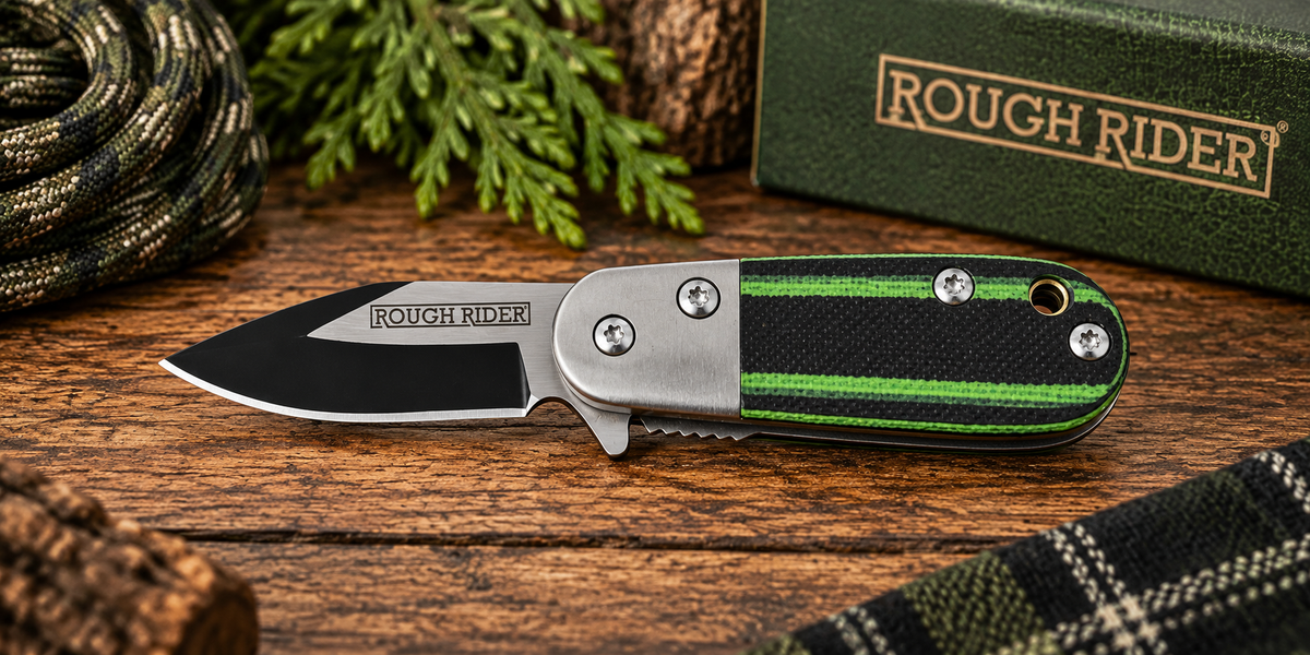 Rough Ryder Tadpole RR2313 Black & Green G10 Linerlock Knife