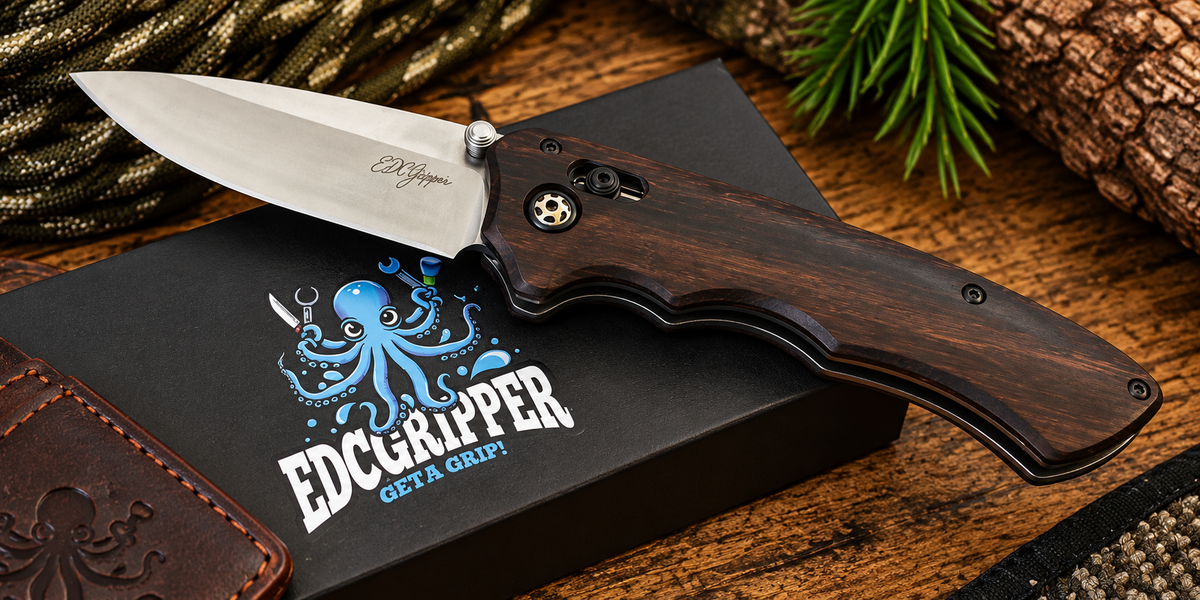 EDCGripper Wood-Grain Crossbar-Lock EDC Folding Knife