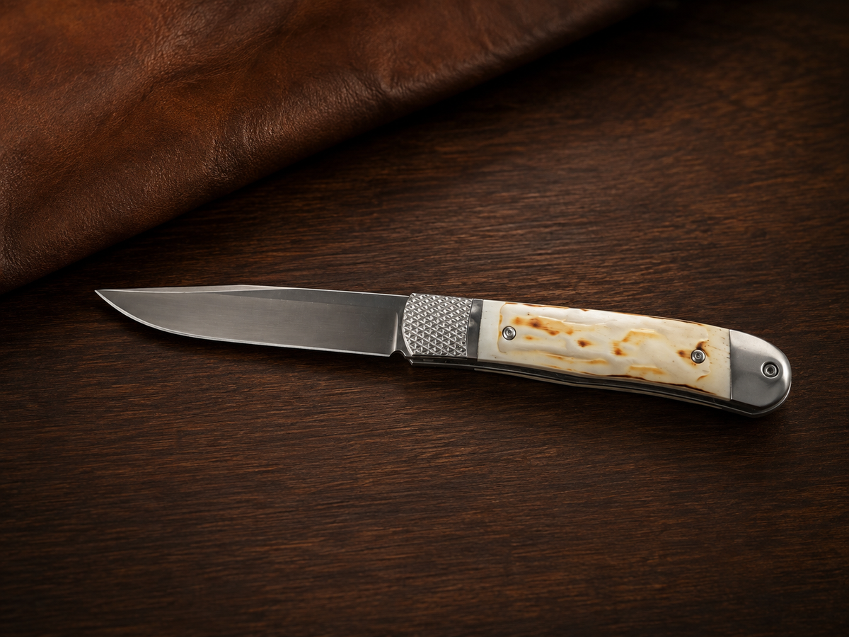 CobraTec Trapper Hidden Release Automatic – White Bone – D2 Steel - #0191