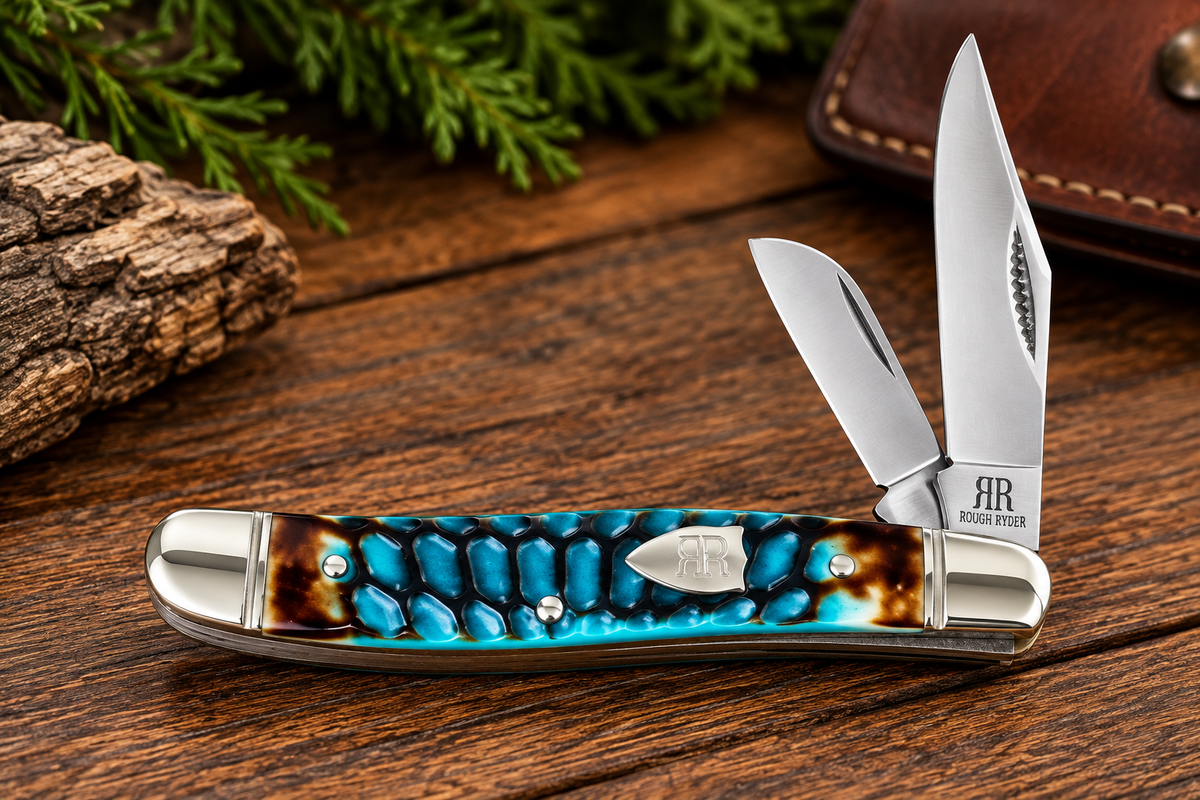 Rough Ryder Burnt Blue Dragon Peanut – 2-Blade Pocket Knife