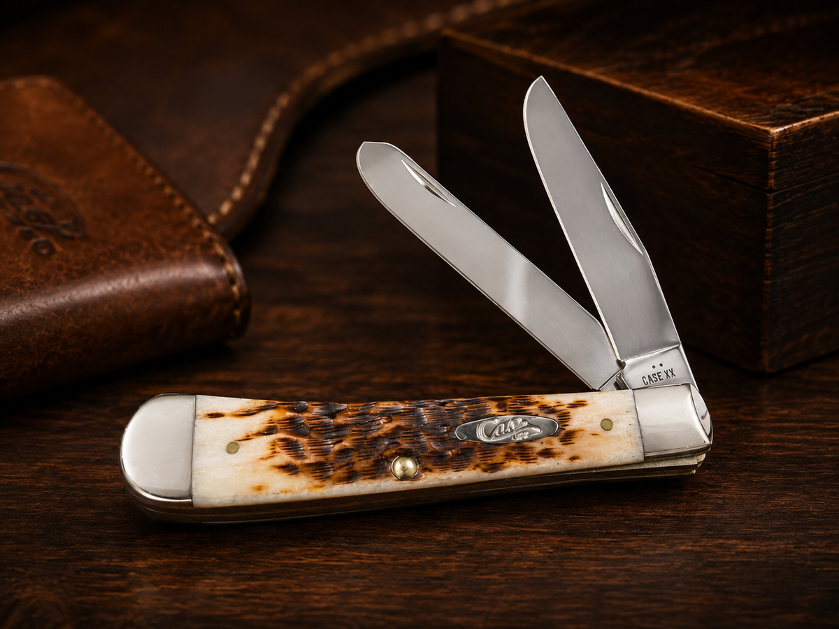 Case XX Amber Bone Peach Seed Jig Trapper – Tru-Sharp Stainless - #0128