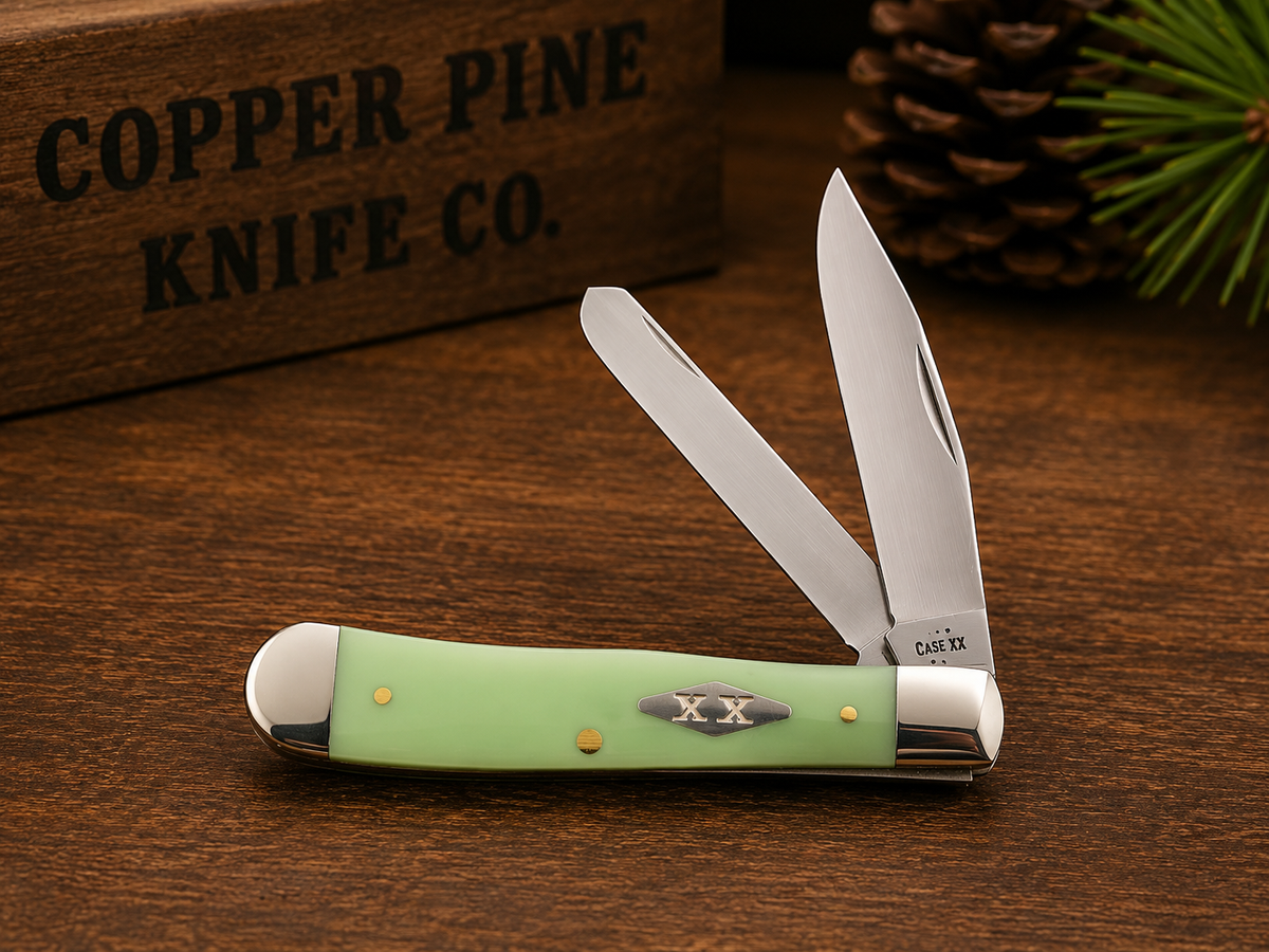 Case XX Mint Green Trapper – XX Shield – Two-Blade Pocket Knife - #0300