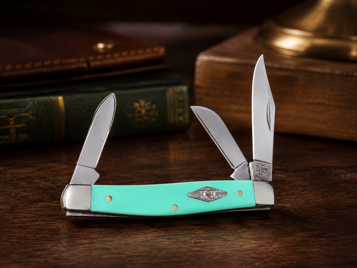 Case XX Smooth Mint Green Synthetic Medium Stockman – 3 Blade - #0120