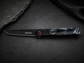 Sigma Stiletto-Style Ball-Bearing Flipper – Black Blade – Black Marble Handle - #1000