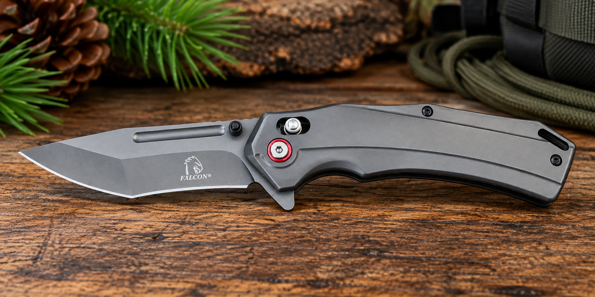 Falcon KS4527GY Gray Crossbar Lock EDC Folding Knife