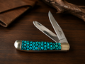 Old Ram Turquoise Pattern Trapper – Two Blade – Stainless Steel - #0192