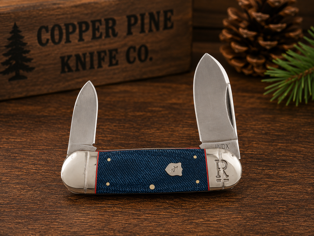 Rough Ryder Faded Blue Jeans Two-Blade Pocket Knife – Denim Handle - #0299