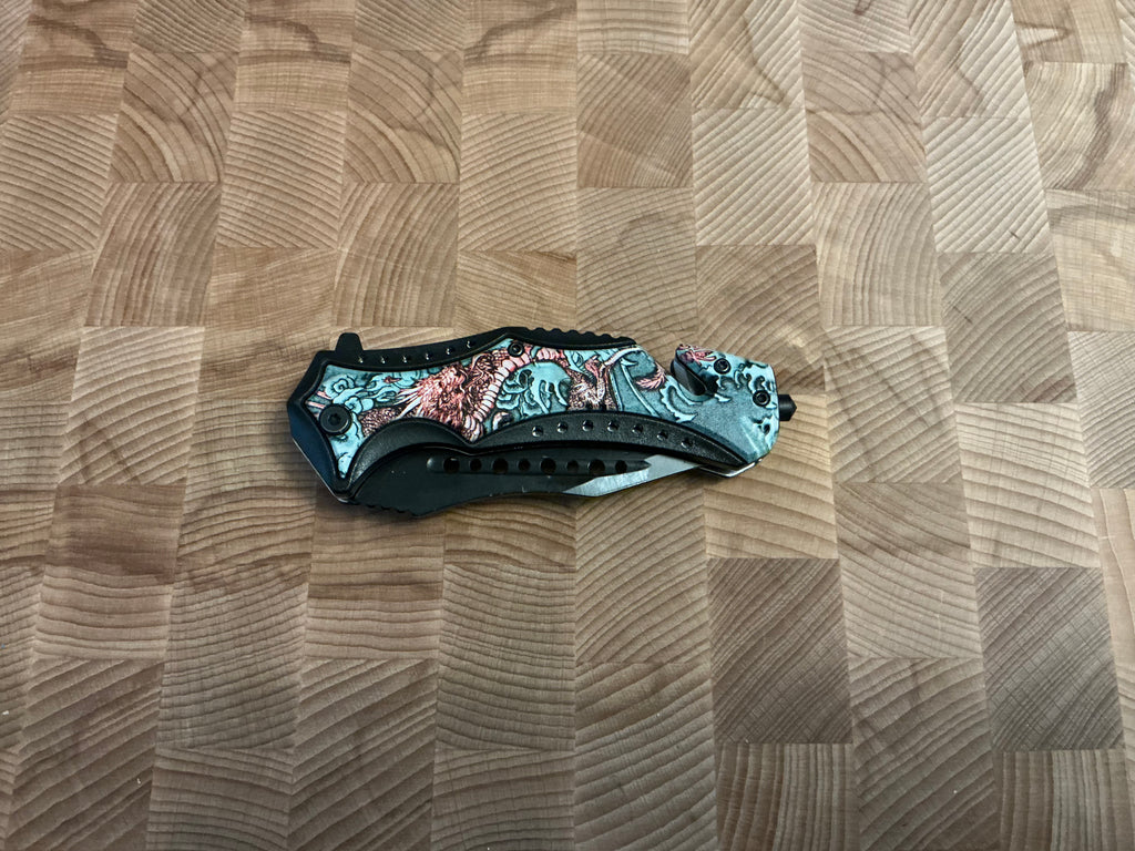 Folding Knife - Pink/Green Dragon