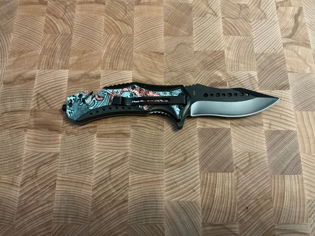 Folding Knife - Pink/Green Dragon