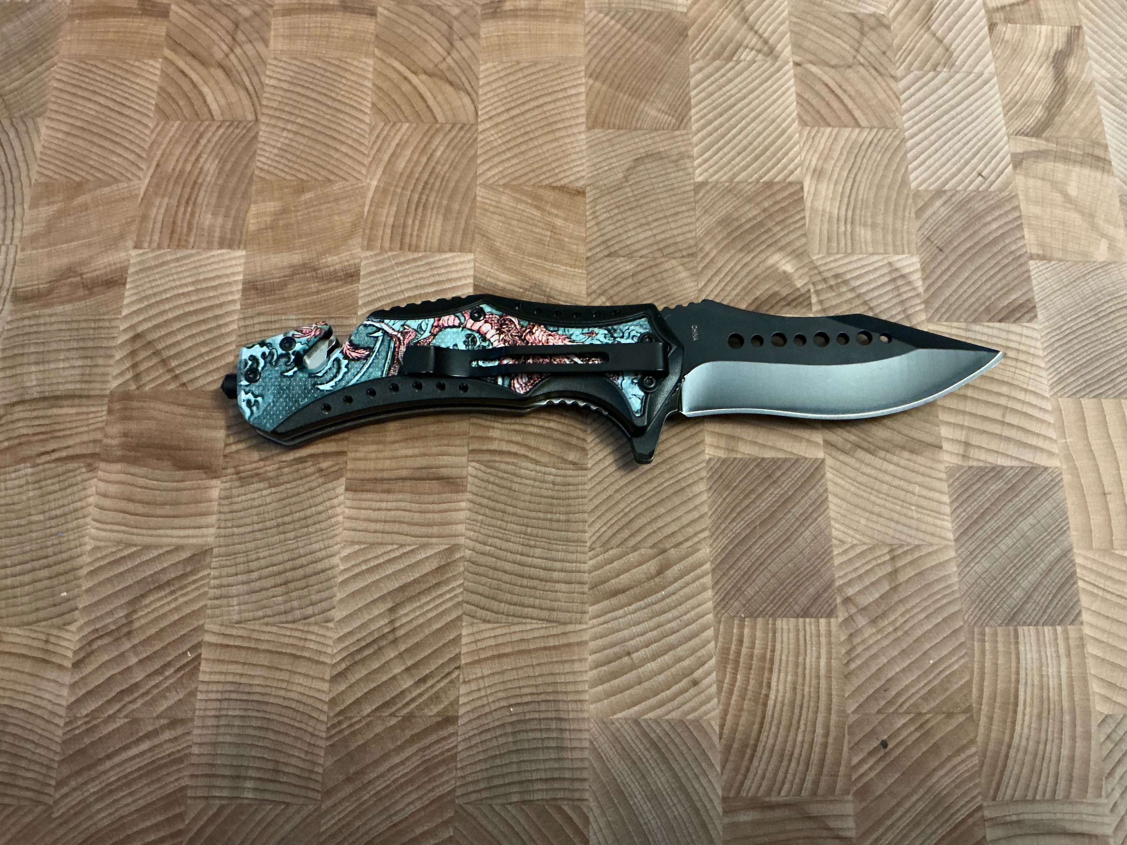 Folding Knife - Pink/Green Dragon