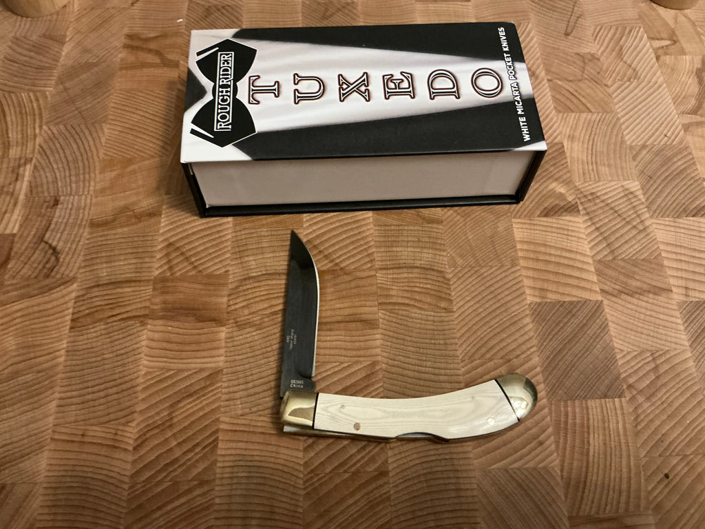 New in box - Tuxedo White Micarta Handle